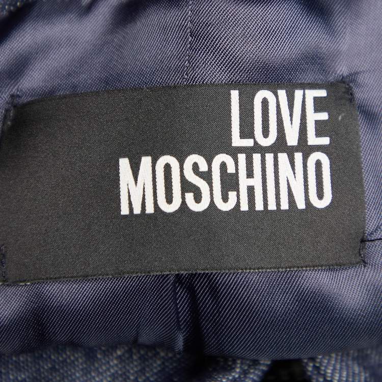 Pre Owned Love Moschino Navy Blue Denim Bow Detail Button Front Jacket S
