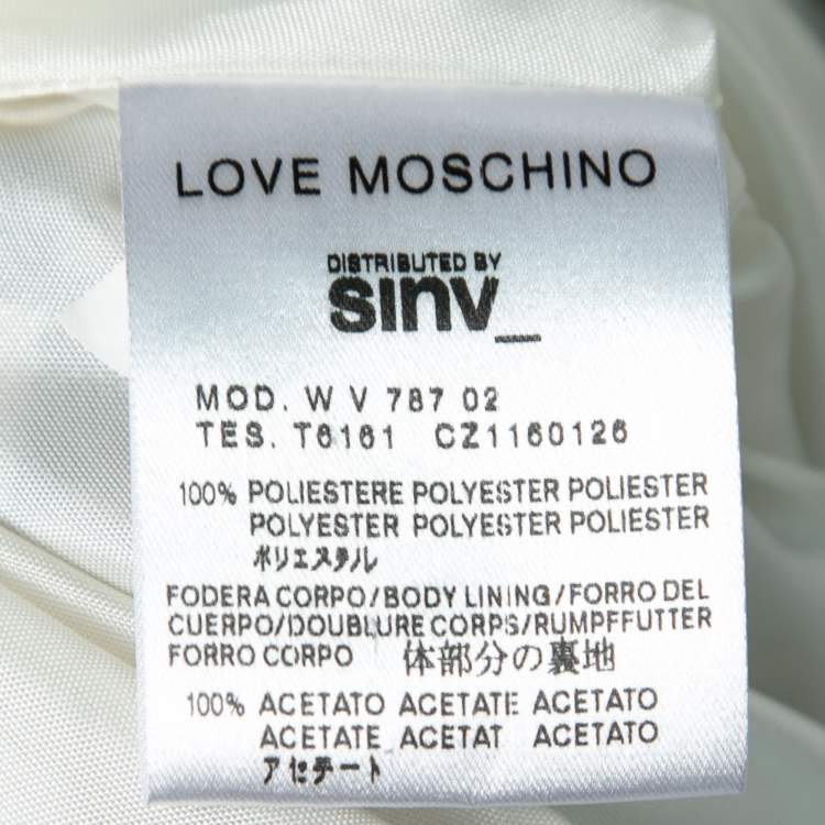 Pre Owned Love Moschino Monochrome heart Printed Chiffon Tie Detail Mini Dress M