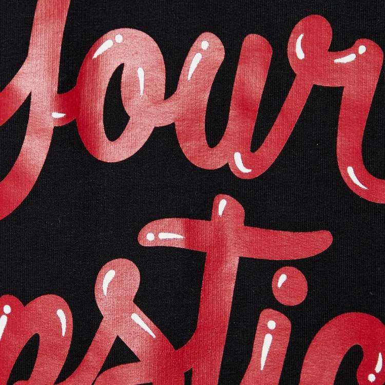Pre Owned Love Moschino Black Lipstick Printed Cotton Knit Sweatshirt M