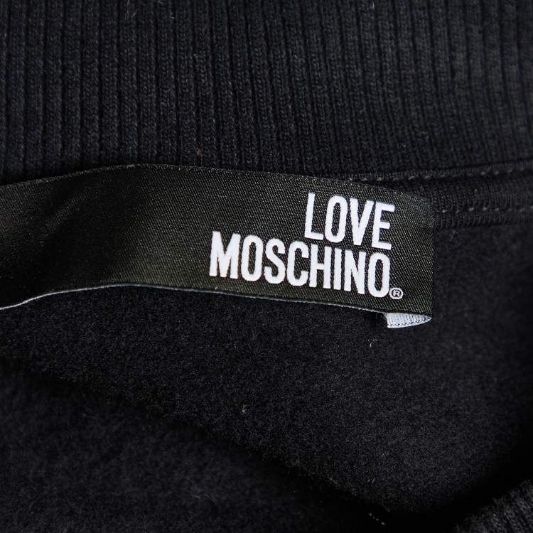 Pre Owned Love Moschino Black Lipstick Printed Cotton Knit Sweatshirt M