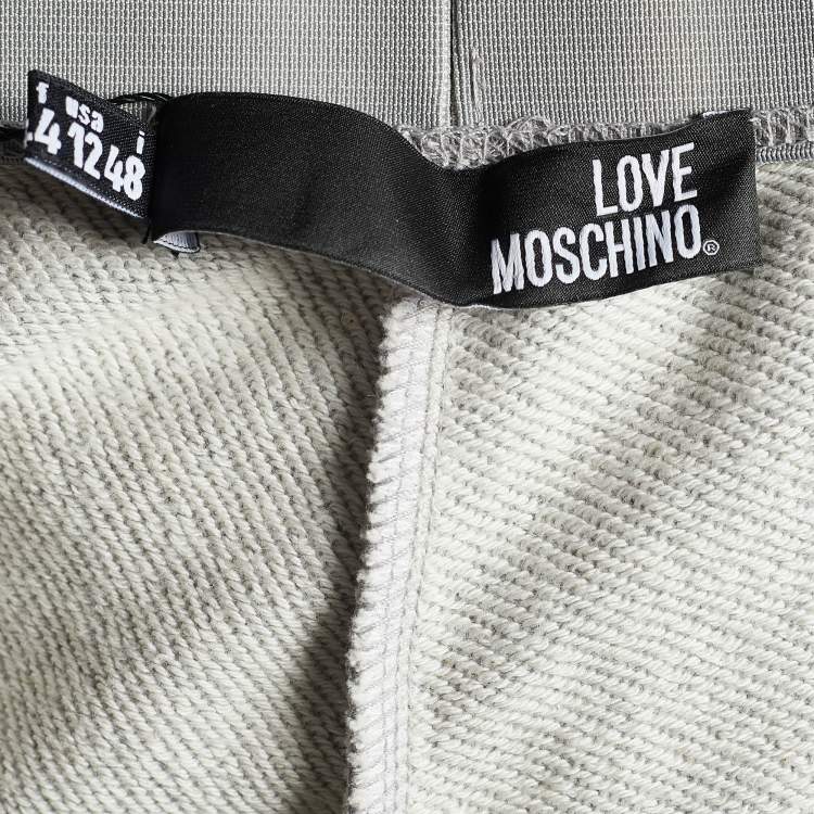 Pre Owned Love Moschino Grey Knit Logo Print Track Pants L