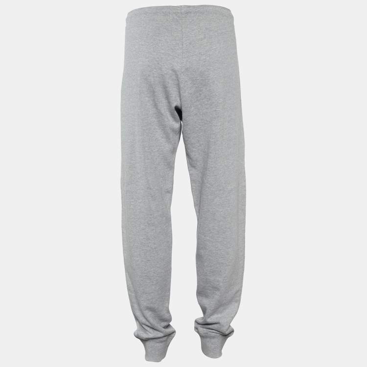 Pre Owned Love Moschino Grey Knit Logo Print Track Pants L