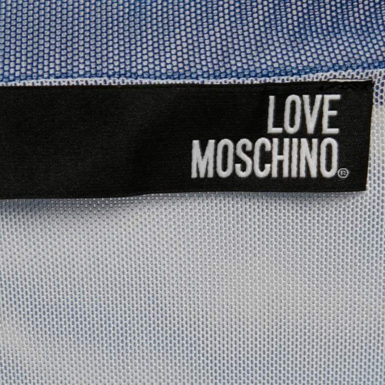 Pre Owned Love Moschino Blue Tye-Dye Effect Mesh T-Shirt S