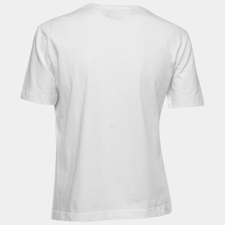 Pre Owned Love Moschino White Cotton Logo Print T-Shirt S