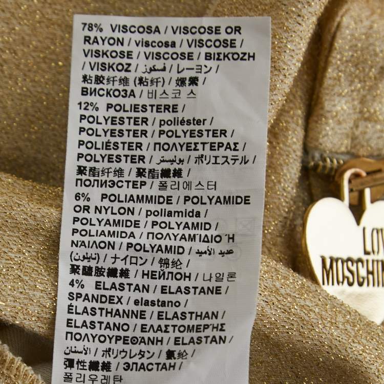 Pre Owned Love Moschino Metallic Gold Knit Sheath Dress M