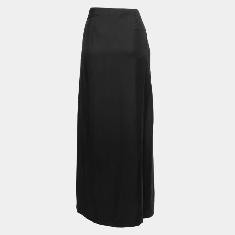 Pre Owned Love Moschino Black Rayon Maxi Skirt M