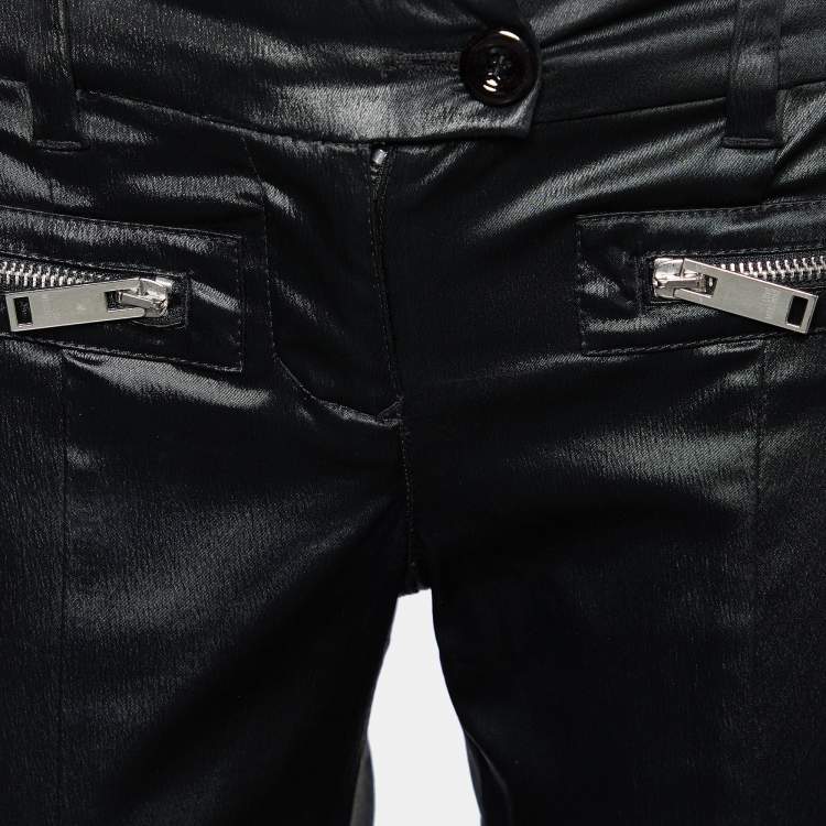 Pre Owned Love Moschino Black Synthetic Cropped Pants S