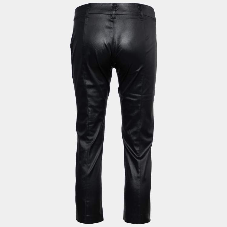 Pre Owned Love Moschino Black Synthetic Cropped Pants S