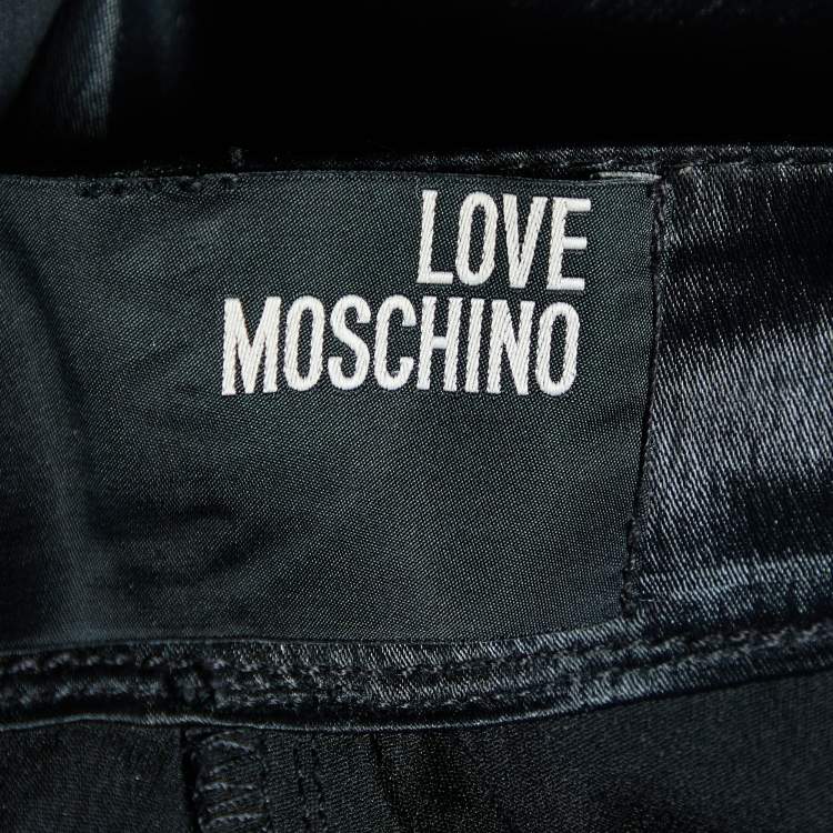 Pre Owned Love Moschino Black Synthetic Cropped Pants S
