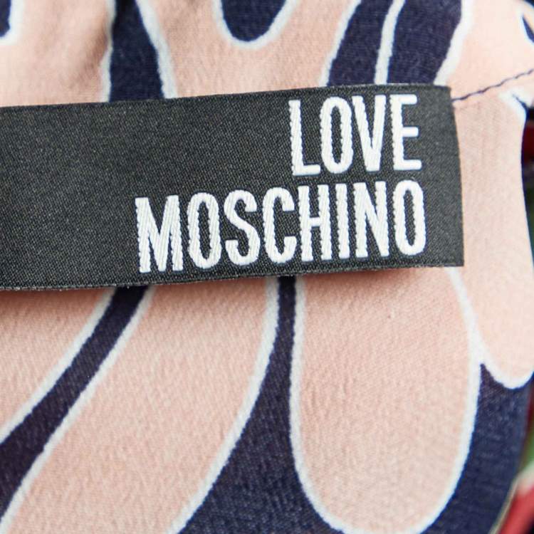 Pre Owned Love Moschino Navy Blue Floral Printed Silk Georgette Maxi Dress M