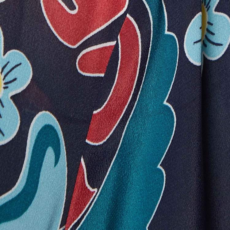 Pre Owned Love Moschino Navy Blue Floral Printed Silk Georgette Maxi Dress M