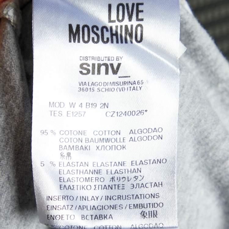 Pre Owned Love Moschino Grey Printed Cotton Knit Round Neck T-Shirt S