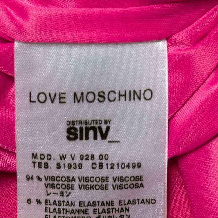 مملوكة مسبقًا Love Moschino Pink Crepe Tie Detail Asymmetric  Sleeveless Midi Dress S