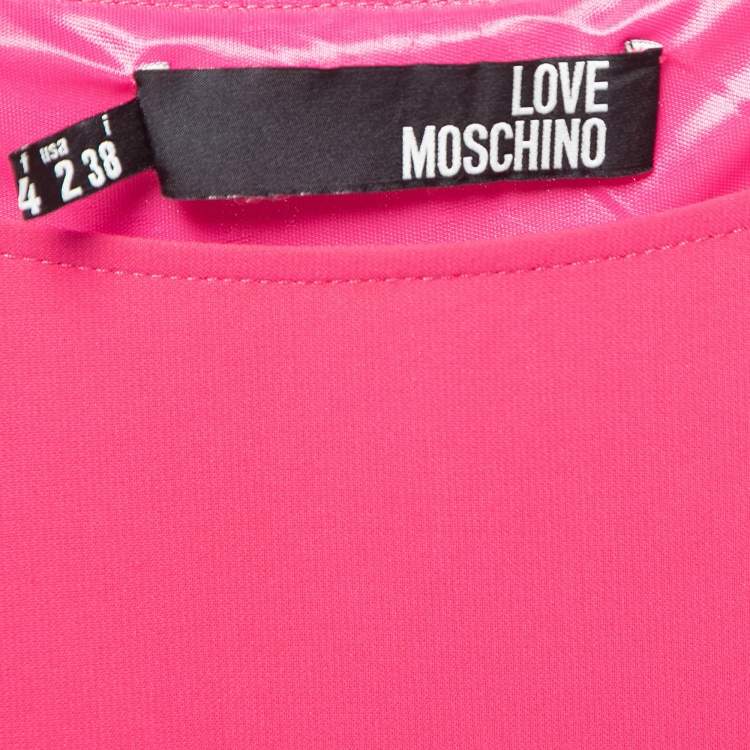 مملوكة مسبقًا Love Moschino Pink Crepe Tie Detail Asymmetric  Sleeveless Midi Dress S