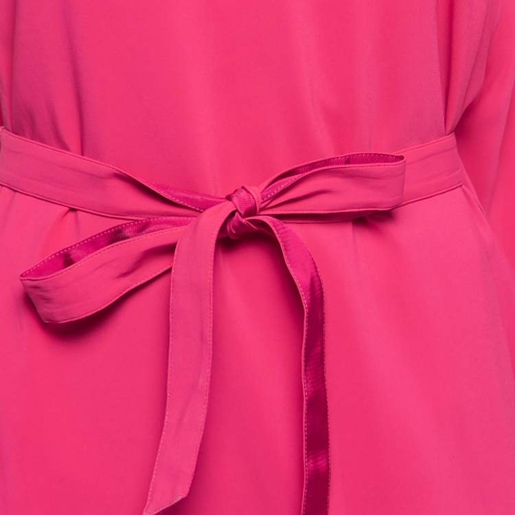 مملوكة مسبقًا Love Moschino Pink Crepe Tie Detail Asymmetric  Sleeveless Midi Dress S