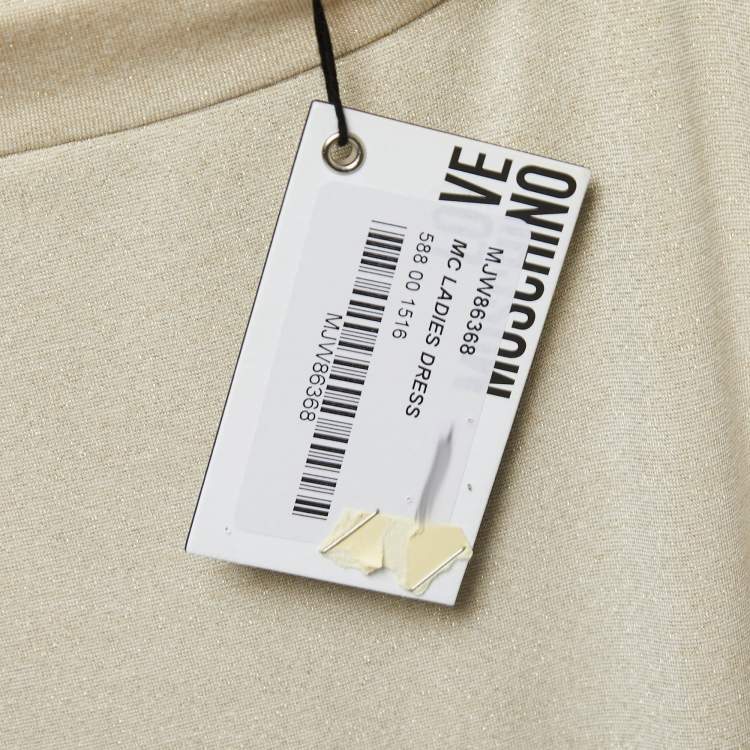 مملوكة مسبقًا Love Moschino Cream Lurex Knit Sleeve Detail Short Dress M