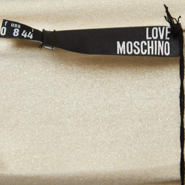 مملوكة مسبقًا Love Moschino Cream Lurex Knit Sleeve Detail Short Dress M