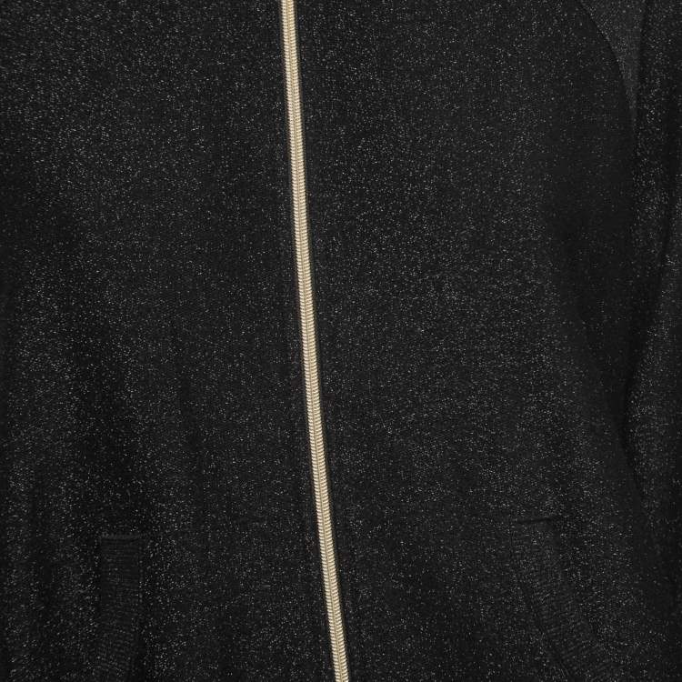 Pre Owned Love Moschino Black Lurex Knit Zip Front Jacket M