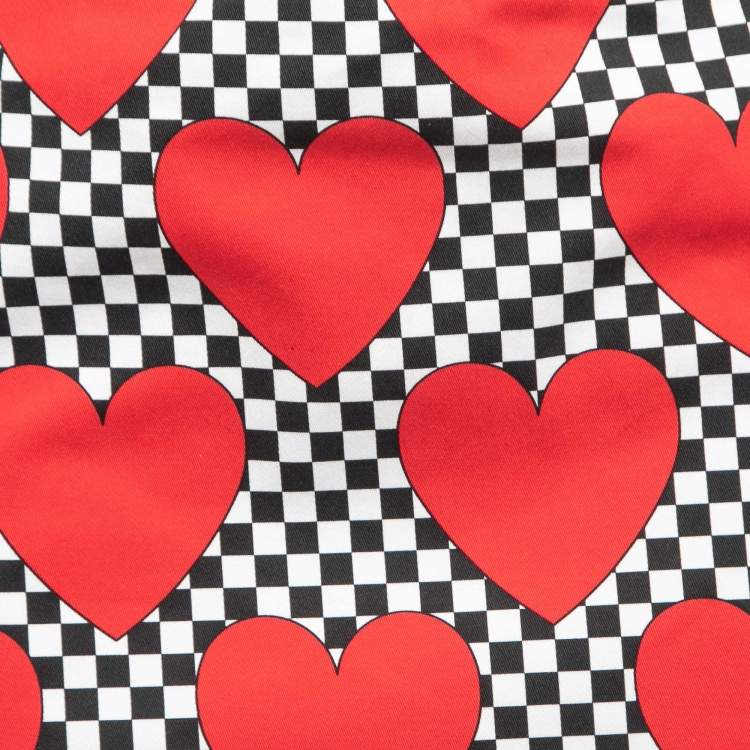 Pre Owned Love Moschino Black Hearts Print Cotton Mini Skirt S