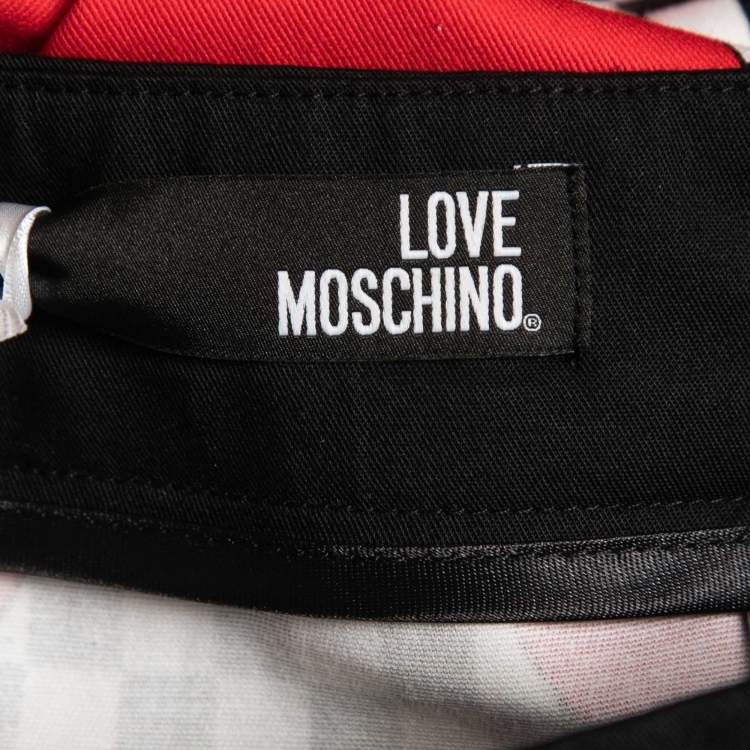 Pre Owned Love Moschino Black Hearts Print Cotton Mini Skirt S