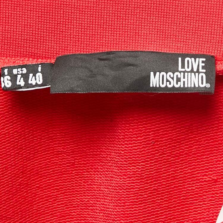 Pre Owned Love Moschino Red Knit Zip Detailed Mini Skirt S