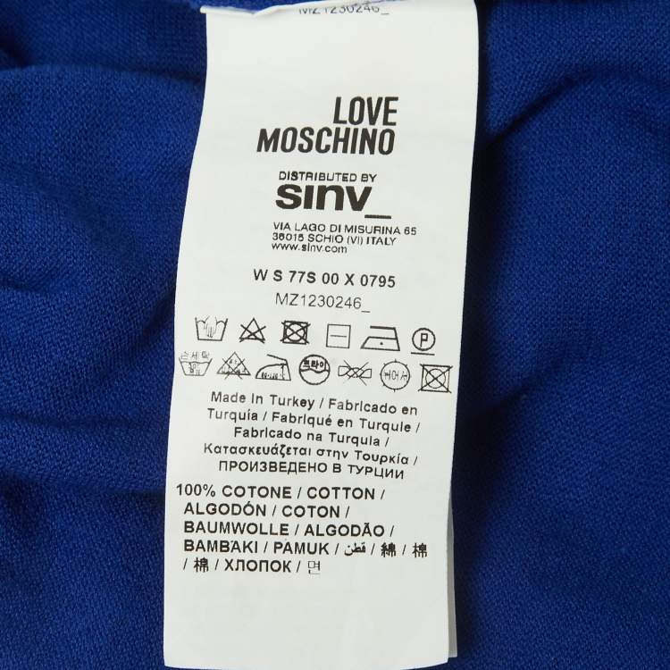 Pre Owned Love Moschino Blue Knit Logo Sleeveless Maxi Dress M