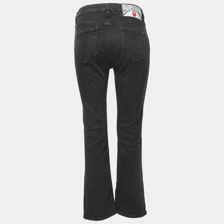 Pre Owned Love Moschino Black Washed Denim Cropped Jeans S Waist 27"