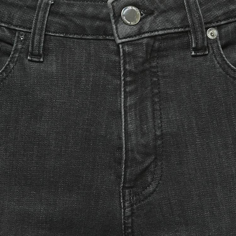 Pre Owned Love Moschino Black Washed Denim Cropped Jeans S Waist 27"