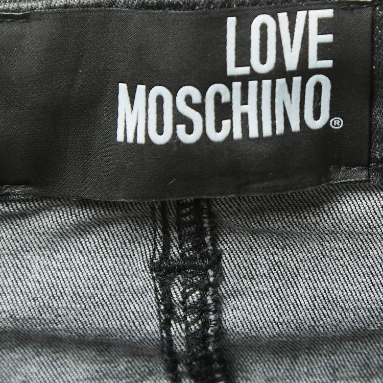 Pre Owned Love Moschino Black Washed Denim Cropped Jeans S Waist 27"