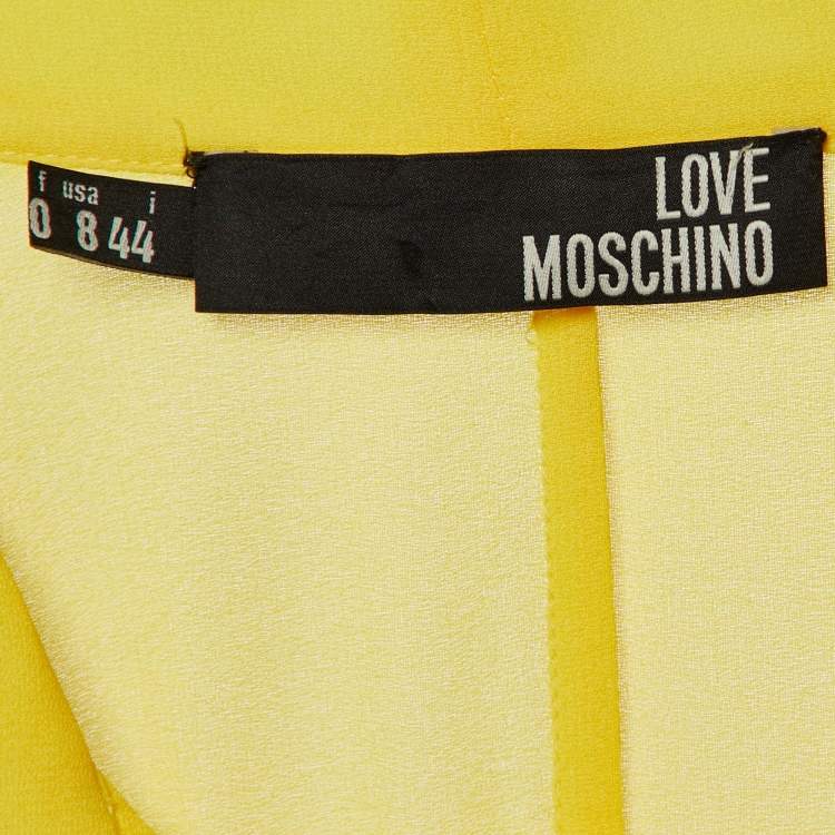 Pre Owned Love Moschino Yellow  Chiffon Pleated Detail Button Front Sleeveless Shirt M