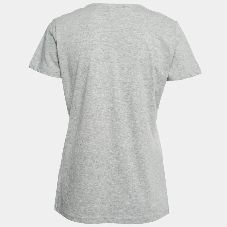 Pre Owned Love Moschino Grey Logo Print Cotton Short Sleeve T-Shirt S