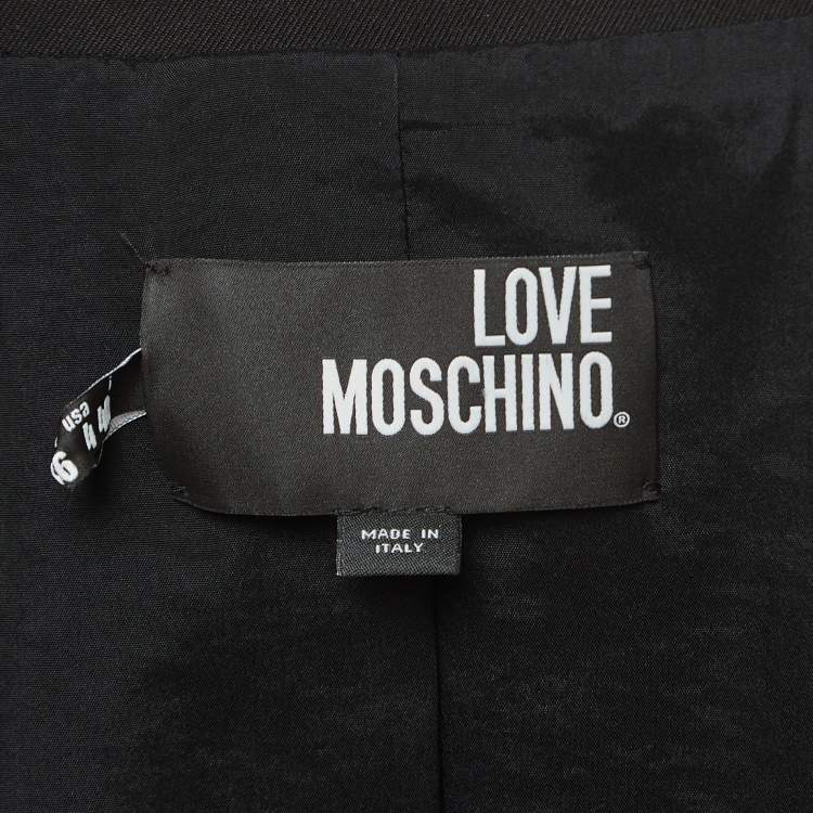 Pre Owned Love Moschino Black Knit Studded Blazer S