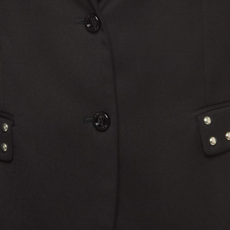 Pre Owned Love Moschino Black Knit Studded Blazer S