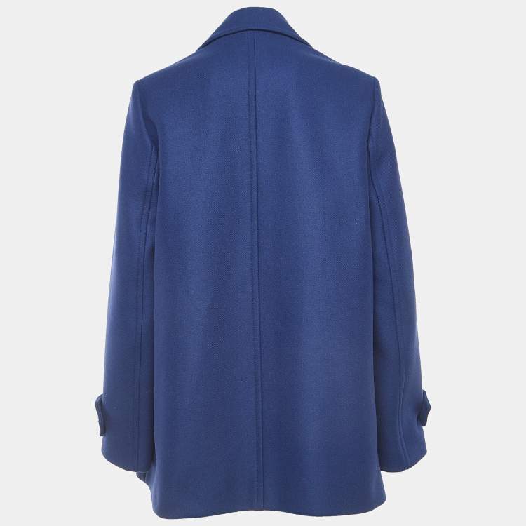 Love Moschino Blue Wool Blend Double Breasted Coat M Love