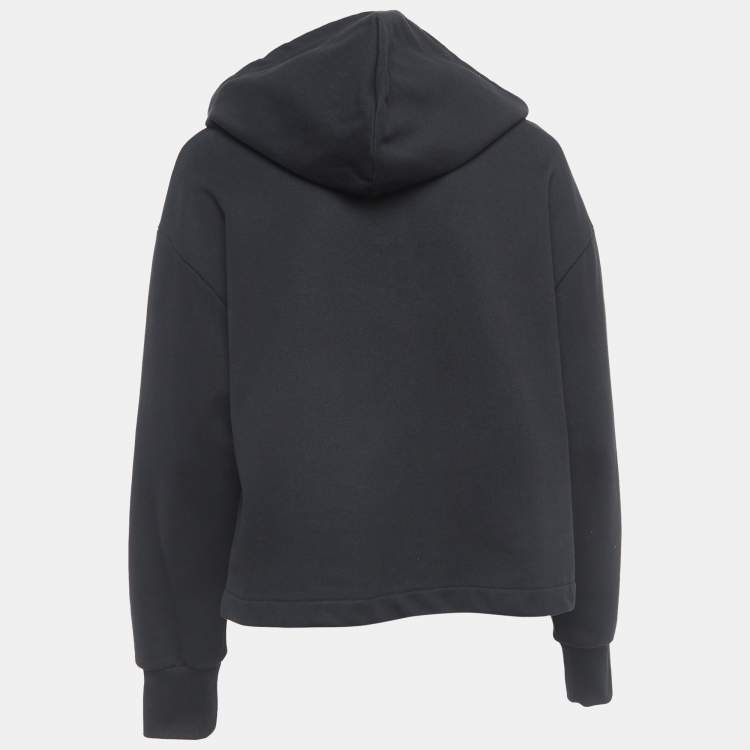 Pre Owned Love Moschino Black Cotton Love Patch Oversize Hooded Sweatshirt S
