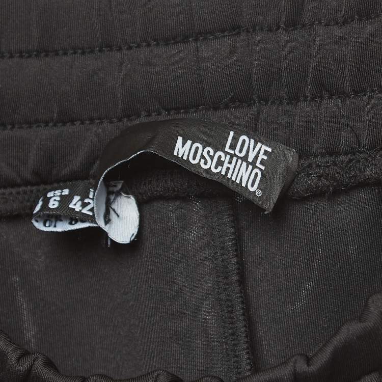 Pre Owned Love Moschino Black Love Print Knit Drawstring  Jog Pants M