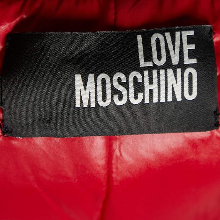 Pre Owned Love Moschino Red Zip Up Bomber Jacket M