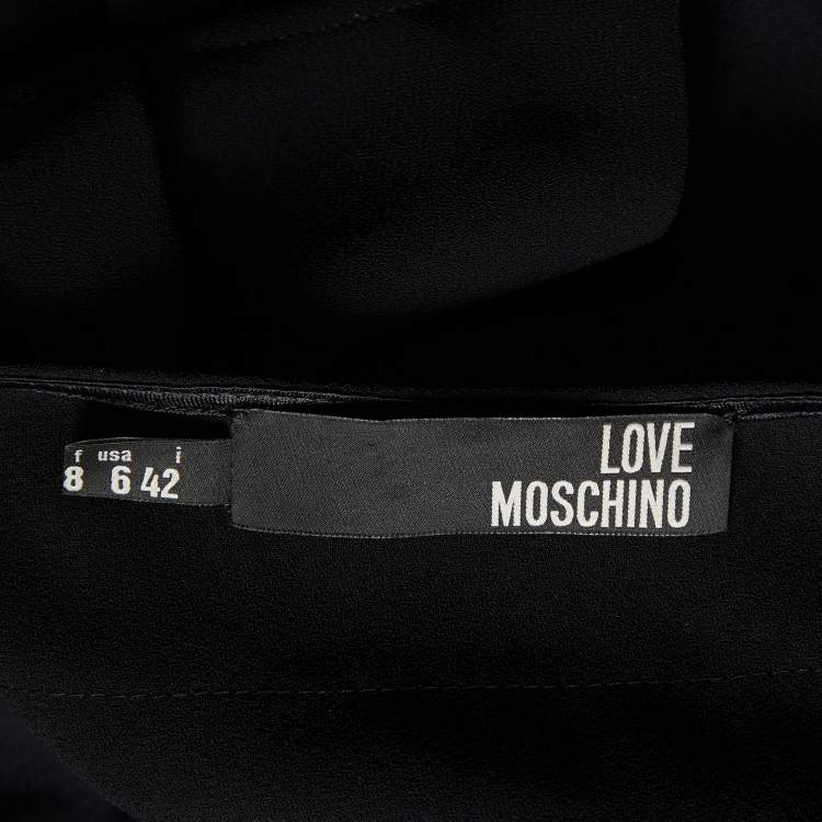 Pre Owned Love Moschino Black Crepe Pleated Sleeveless Dress M