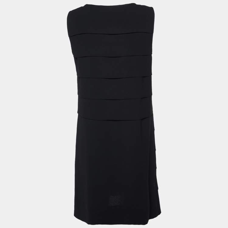 Pre Owned Love Moschino Black Crepe Pleated Sleeveless Dress M