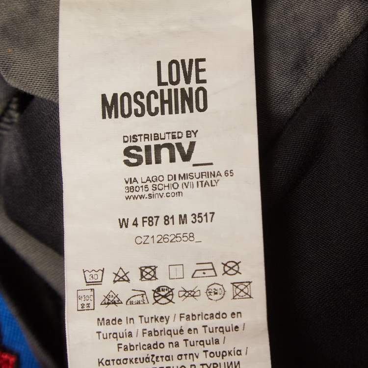 Pre Owned Love Moschino Black Tie-Dye Applique Short Sleeve T-Shirt S