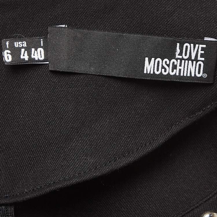 Pre Owned Love Moschino Black Studded Gabardine Sheath Dress S
