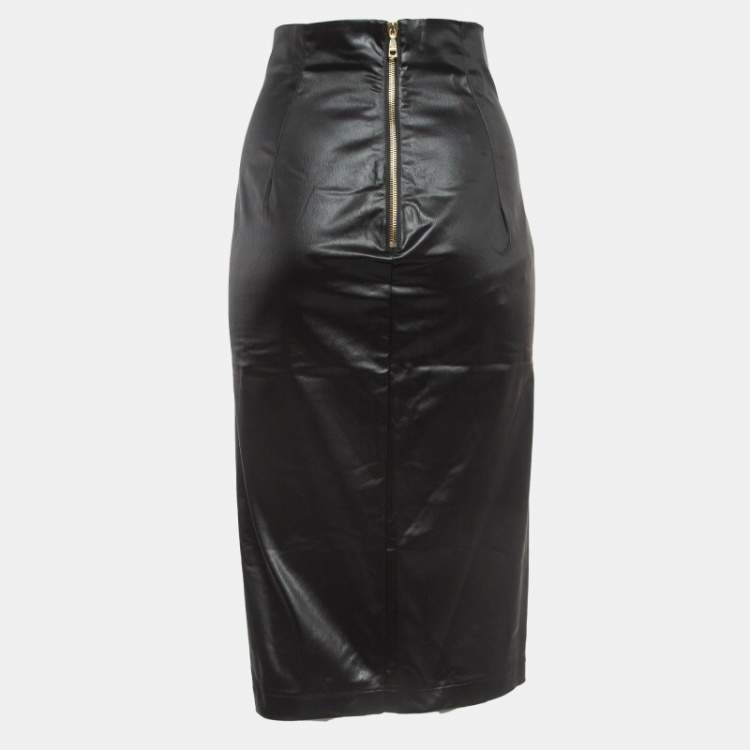 مملوكة مسبقًا Love Moschino Black High Waist Faux Leather Pencil Skirt S