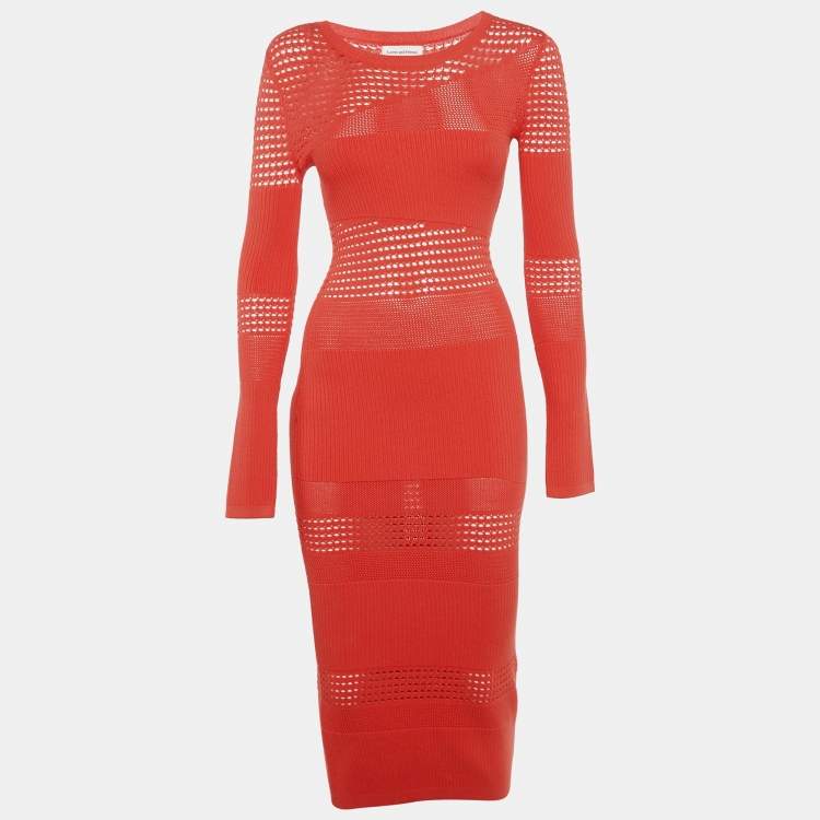 مملوكة مسبقًا Lovers & Friends Orange Patterned Rib Knit Tianna Maxi Dress XS