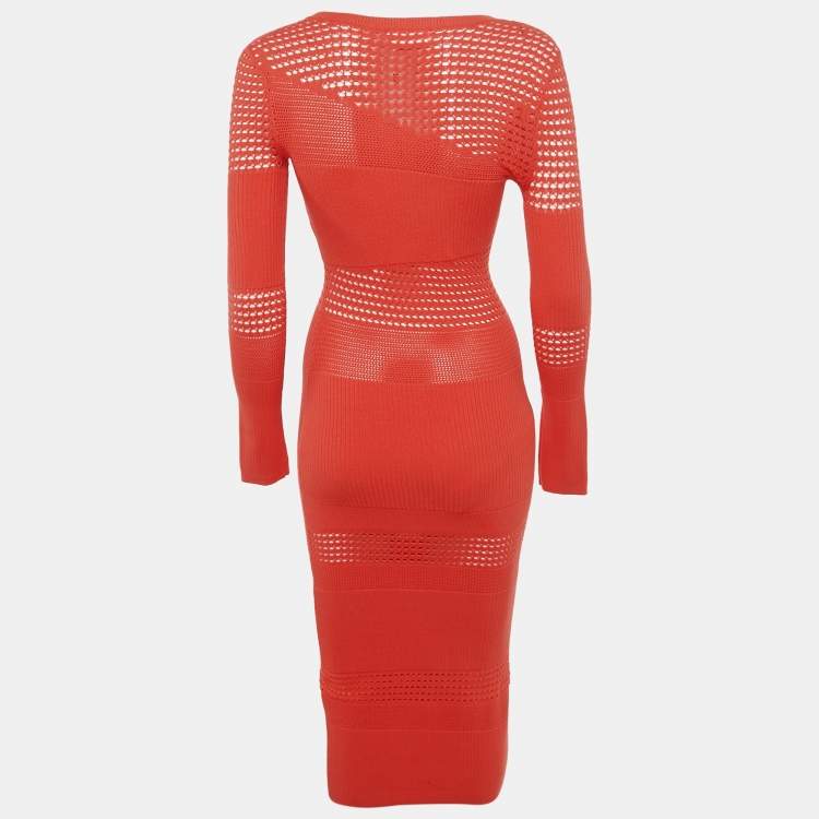 مملوكة مسبقًا Lovers & Friends Orange Patterned Rib Knit Tianna Maxi Dress XS