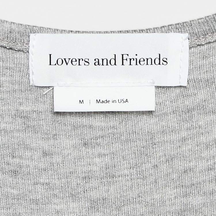 Pre Owned Lovers and Friends Grey Rib Knit Cut-Out Detail Sleeveless Maxi Dress M 