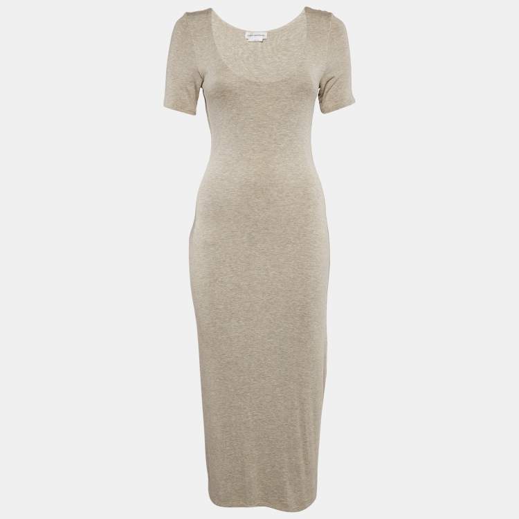 Pre Owned Lovers and Friends Grey Melange Jersey Bodycon Midi Dress M