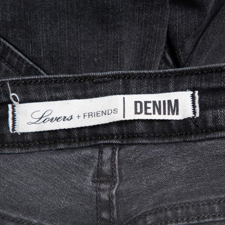 Pre Owned Lovers + Friends Black Denim Distressed Skinny Ricky Jeans M