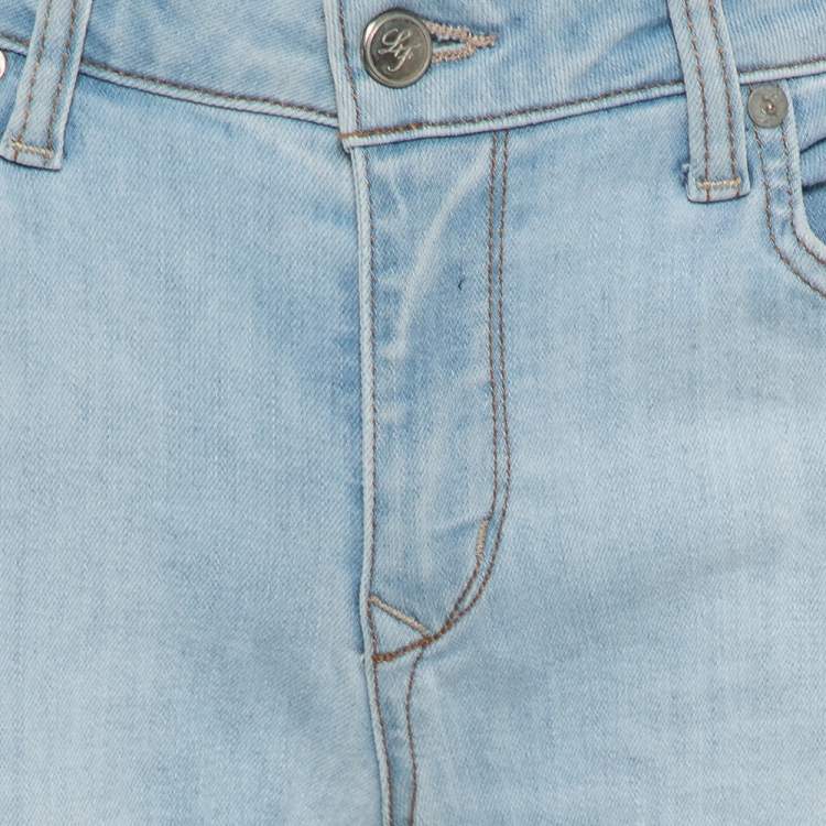 Pre Owned Lovers + Friends Blue Light Wash Denim Distressed Skinny Jeans M