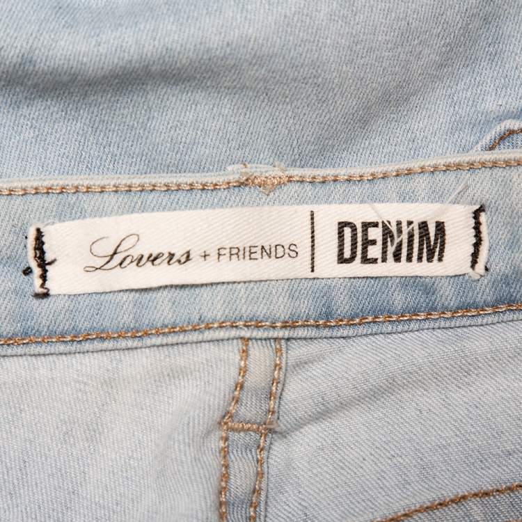 Pre Owned Lovers + Friends Blue Light Wash Denim Distressed Skinny Jeans M