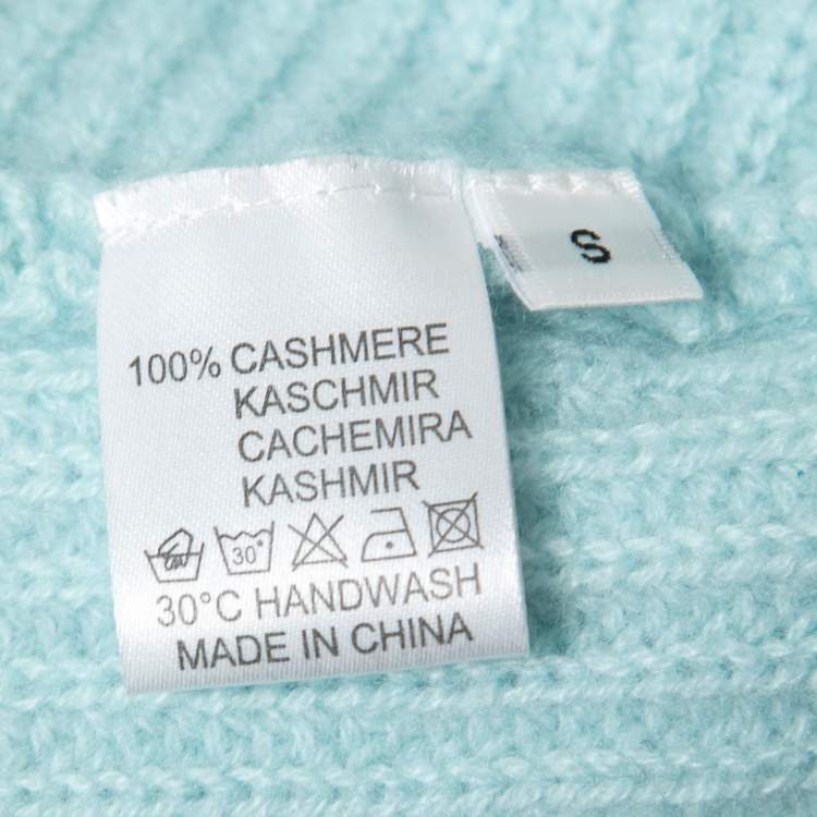 Pre Owned Lucy Nagle Light Blue Cashmere Turtle Neck Sweater S